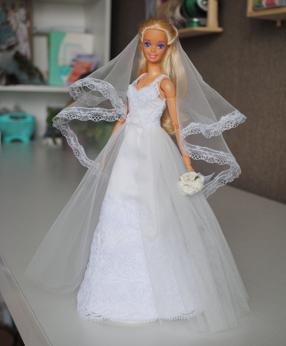 Свадебное платье для куклы Барби своими руками, которое НЕ НУЖНО ШИТЬ!