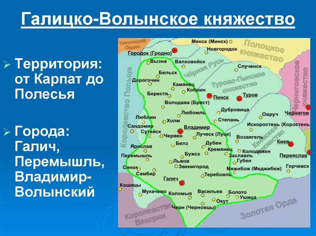 Опираясь на содержание пункта 4 параграфа 17 заполните схему галицко волынское княжество