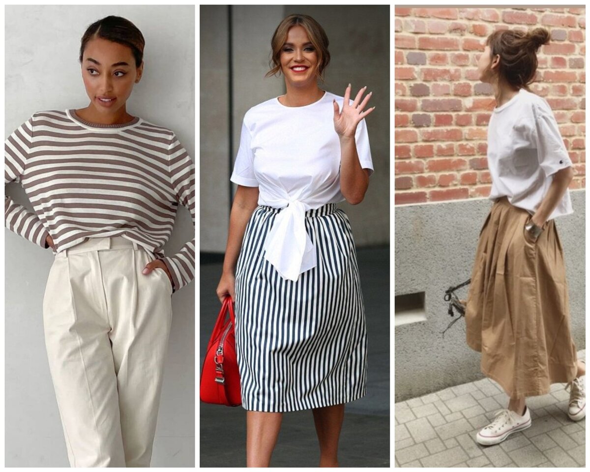 Край футболки, заправленный в середину пояса.