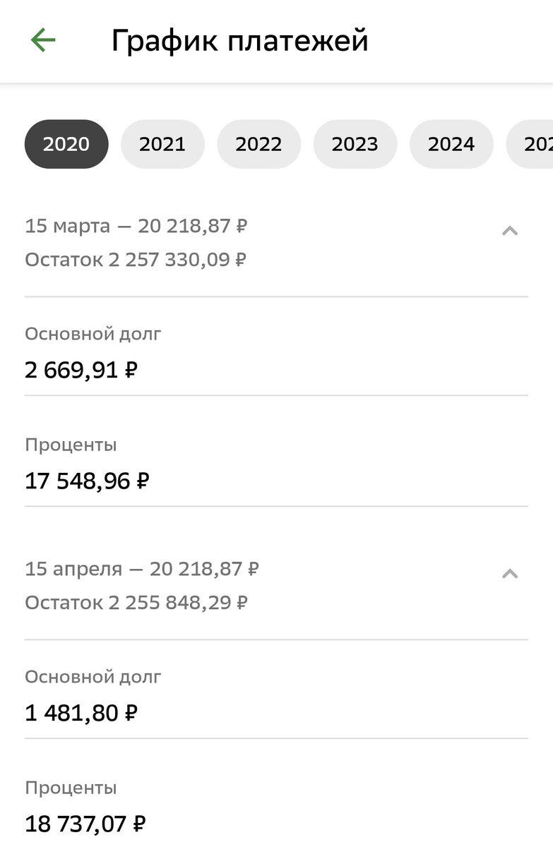 Первый год погашения ипотеки