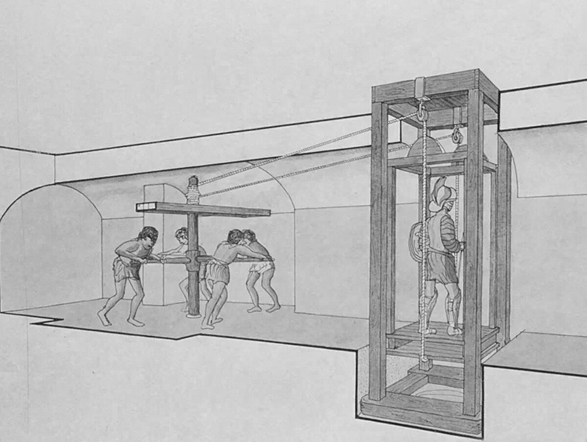 Лифт, древняя конструкция