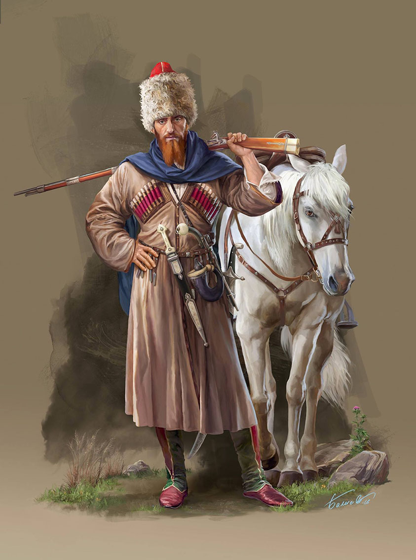 Горец с ружьём. Балиев Гамид. Графика