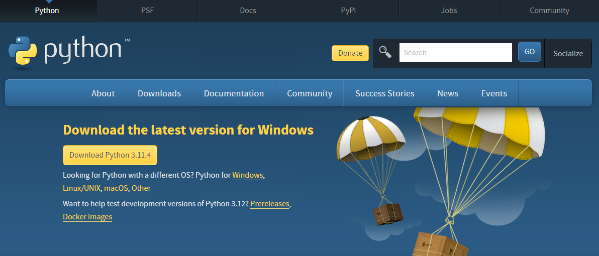 Жми 'Download Python 3.11.4'. И да, версия уже может быть выше