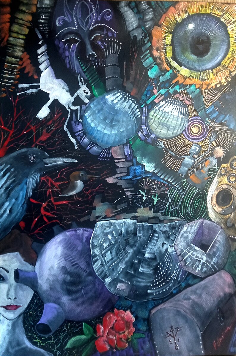 История старого,дорожного сундука потерянного с дилижанса,,Лунный путь,,неким Рене Магриттом тогда,когда он прикуривал свою сигарету отвернувшись от встречного ветра,и думал о безграничных горизонтах сюрреализма...☝️✨☄️💫🌀