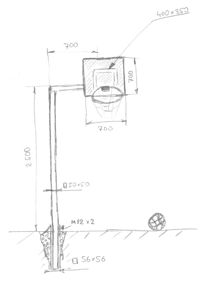 Чертеж баскетбольной стойки