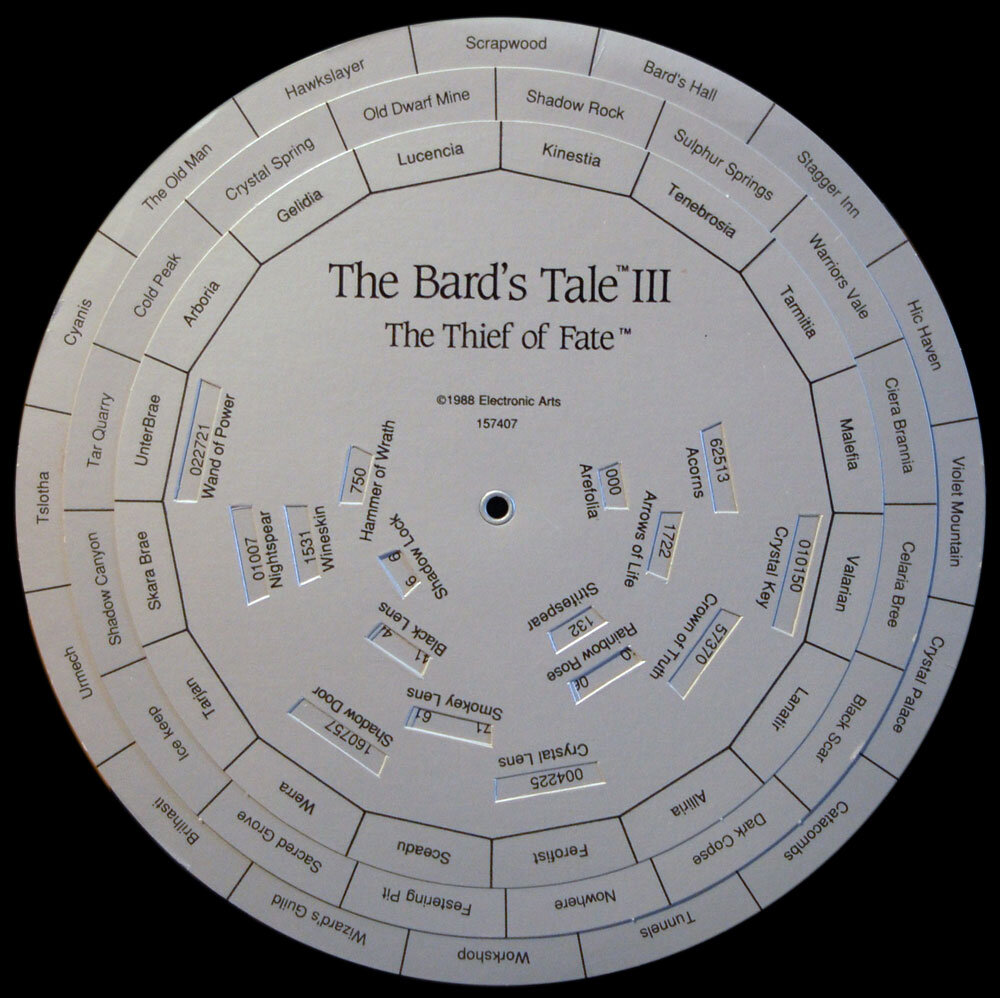 The bard s last note. Декодер колесо. круг шифра. the bard&#039;s tale iii: thief of fate. decoder wheel bards tale.