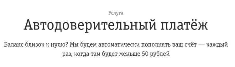 Описание услуги на официальном сайте Билайна