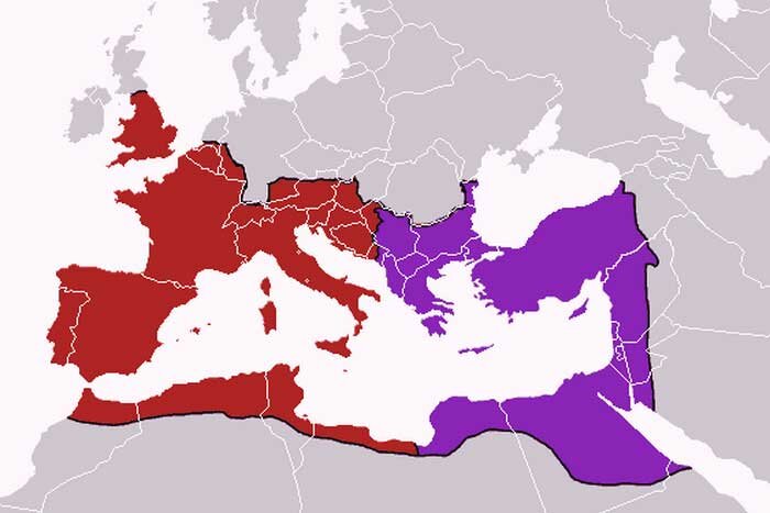 красная - западная Римская империя.