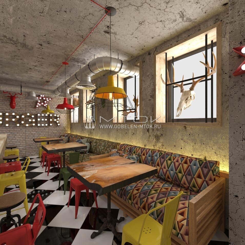 Обивка из гобелена в интерьере в стиле фьюжн