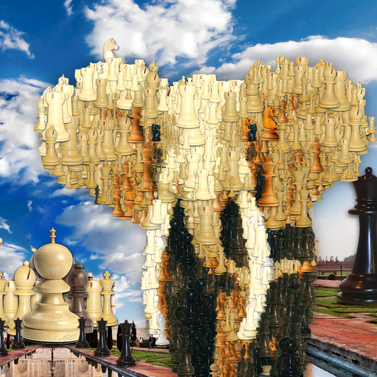 Дворец Тадж-махал и индийский слон из шахматных фигур - МиксАрт Электроника