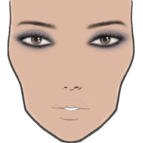 Шаг 3. На верхнее и нижнее веки нанесите серо-синие тени, мягко растушуйте на краях по направлению к виску.  