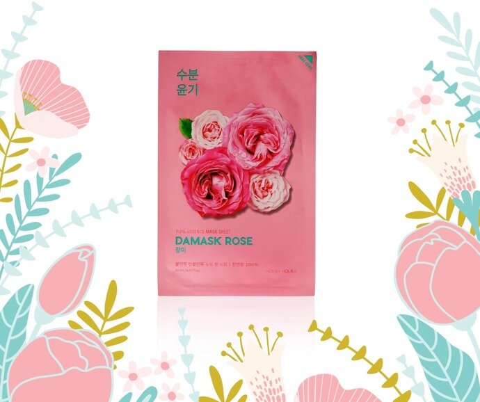 Тканевая маска для лица Holika Holika "Pure Essence Mask Sheet Damask Rose" Увлажняющая