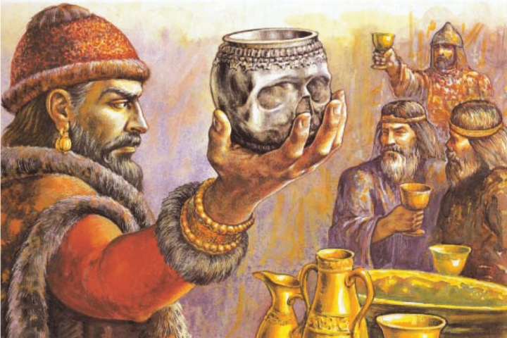 Хан Крум держит голову императора Никифора, современный рисунок