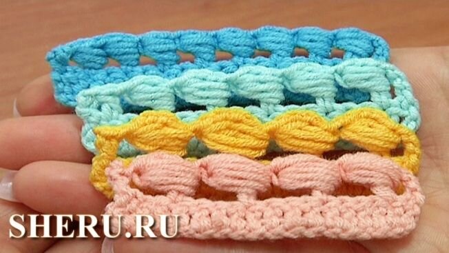 Варианты связанных по уроку обвитых пышных столбиков