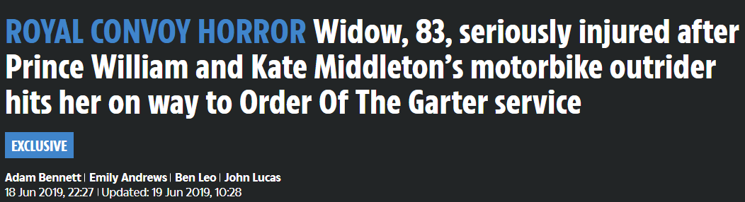  Cкриншот источник https://www.thesun.co.uk/news/9324930/prince-william-kate-middletons-convoy-rider-hits-oap/  