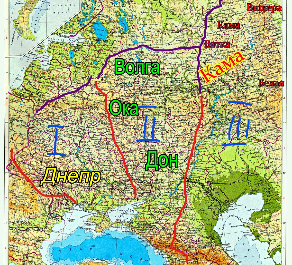 Реки европейской части России и Украины