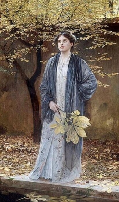 "Леди в синем с каштановой ветвью"