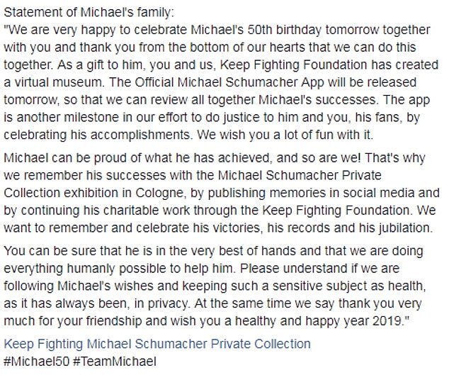 Drafts 2.0@drafts_2Заявление жены Михаэля Шумахера Коринны.
5:11 PM - Jan 2, 2019Twitter Ads info and privacy