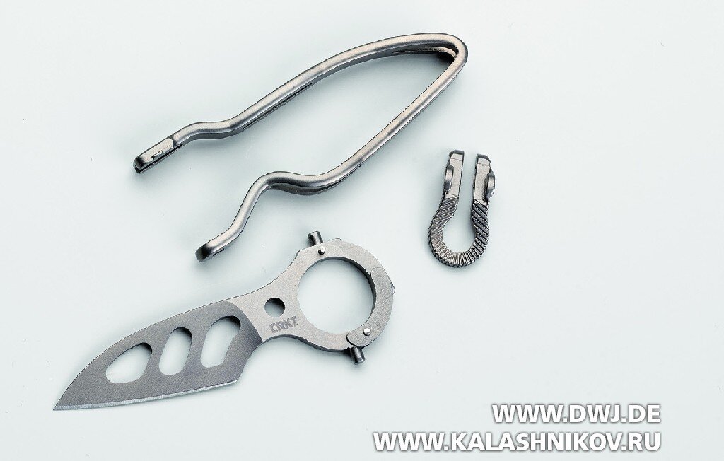 Модель CRKT Daktyl состоит из трёх частей: рамки-рукояти, одновременно служащей пружиной замка с фиксатором, клинка и замка с фиксатором