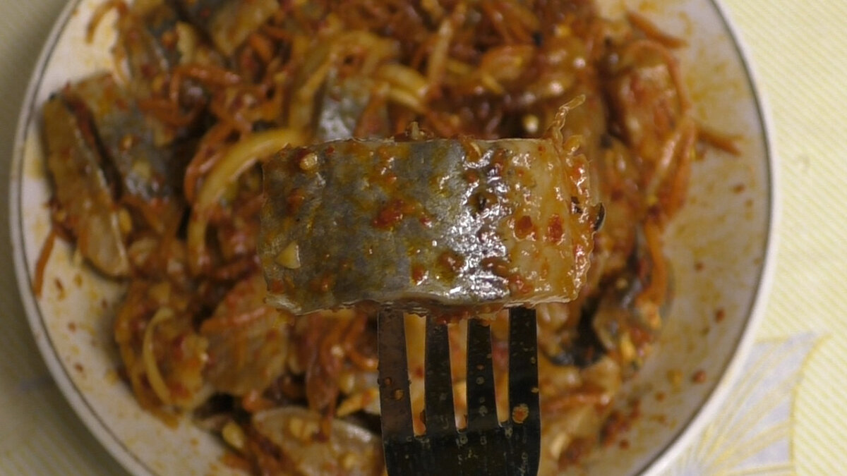 Селёдка по корейски,Острая с перцем,