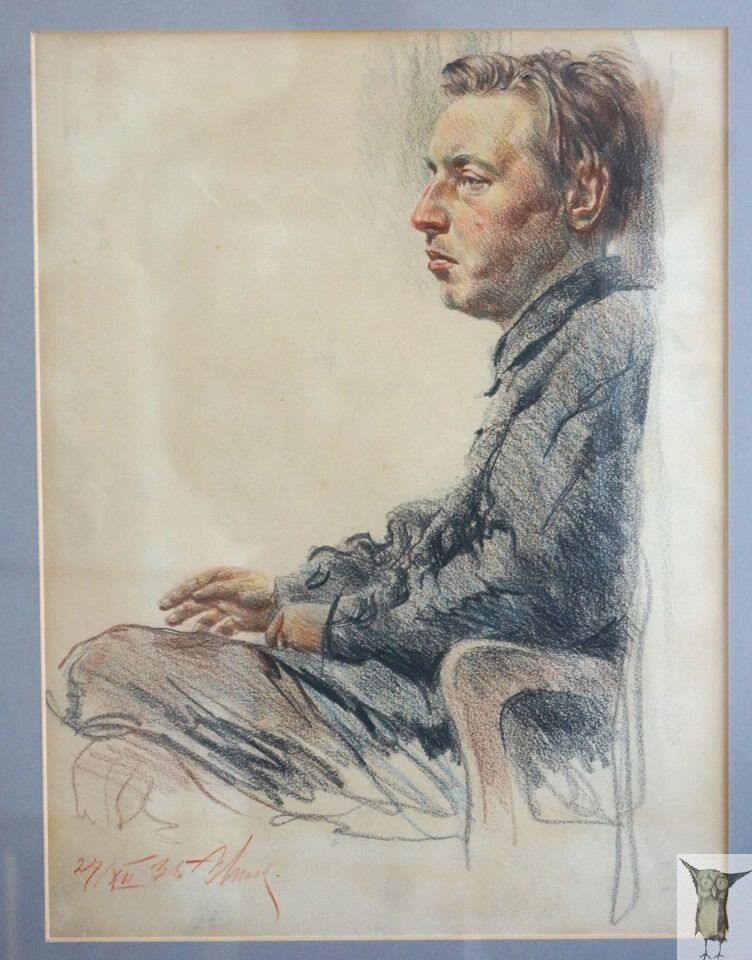 Зинов В С Натурщик 39×24 бумага цветной карандаш 1936 г