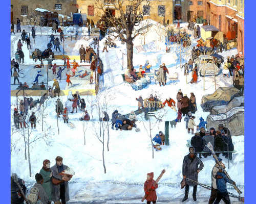 Игорь Попов «Наш двор», 1964 г. Музей Русского Искусства в Миннеаполисе, США 