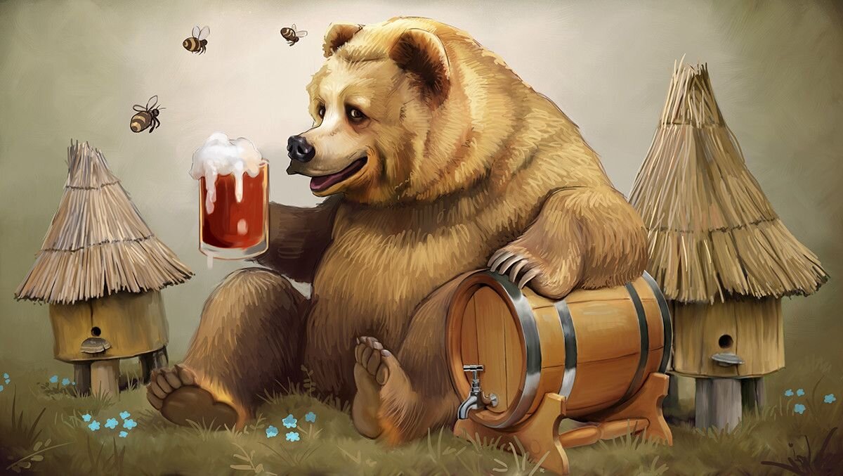 Медведь с гантелей