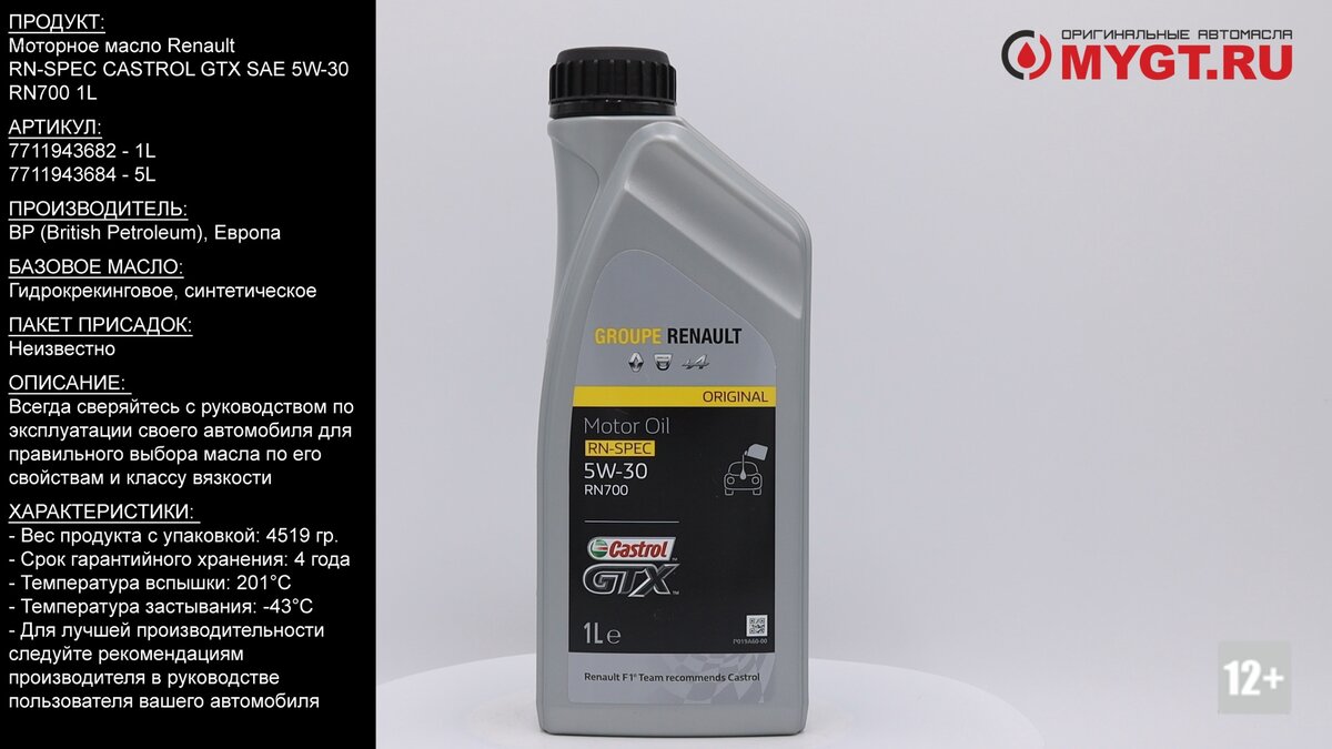 Моторное масло Renault RN-SPEC CASTROL GTX SAE 5W-30 RN700 1L #ANTON_MYGT |  ПРАВДА ПРО АВТОМАСЛА MYGTRU | Дзен