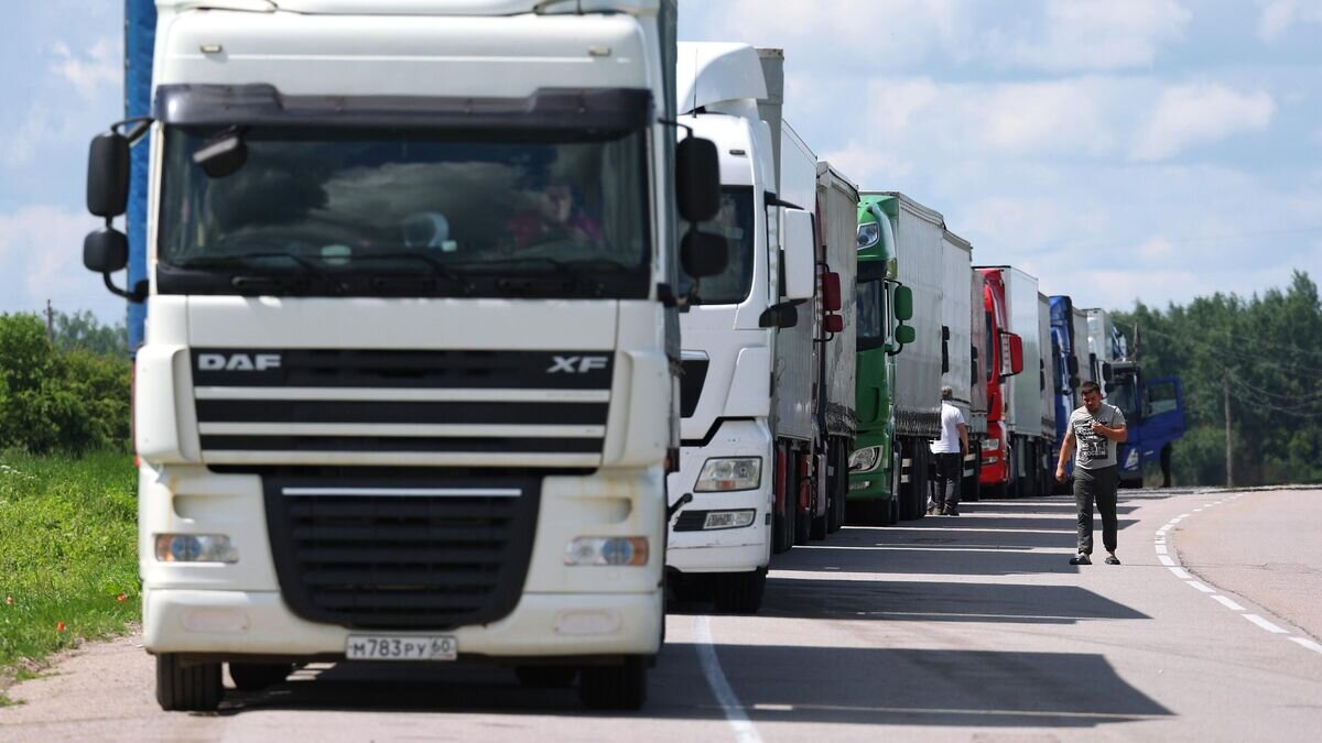    Грузовые автомобили у КПП "Чернышевское" в Калининградской области© РИА Новости / Михаил Голенков
