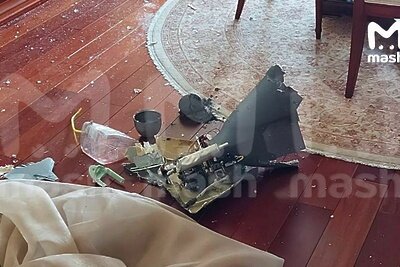    Квартира, куда попал беспилотник в Москве ©Telegram-канал "Mash"