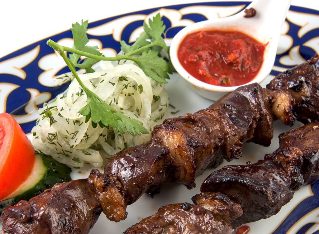 Классическая подача шашлыка