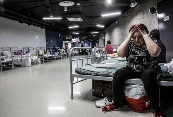    Беженцы в пункте временного размещения (ПВР) на стадионе «Белгород Арена»