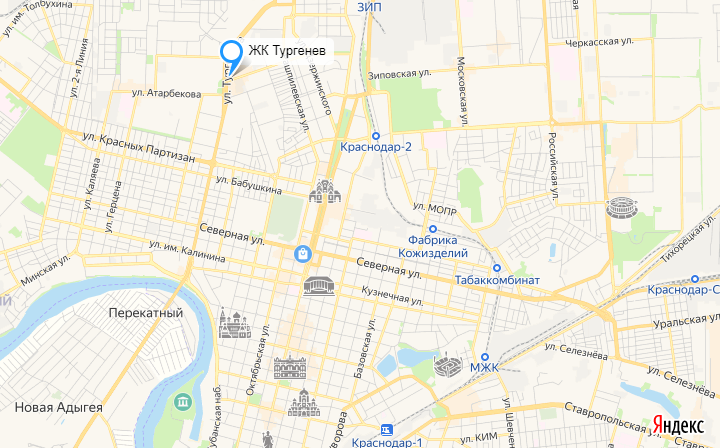 Расположение ЖК относительно районов города. Скрин с яндекс карт