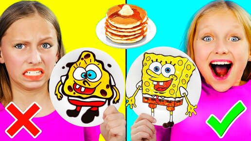 Рисуем блинами челлендж 3! Pancake Art Challenge 3