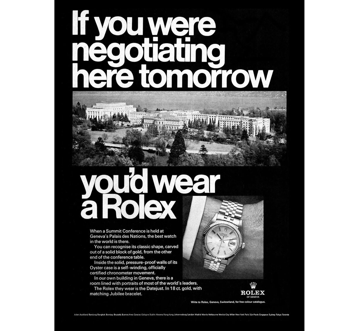 "Если бы Вы вели переговоры здесь завтра, Вы бы носили Ролекс"