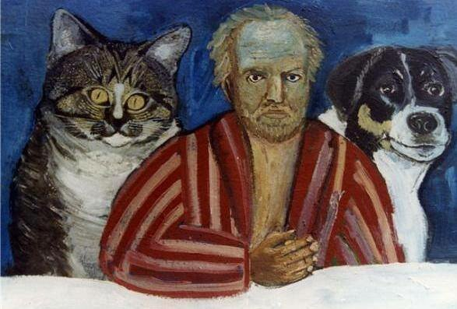 Автопортрет с Носферату и Зиной, 1994 год. Кайдановский говорил: «Жены приходят и уходят, а Зина с Носиком остаются». Фото из открытых источников