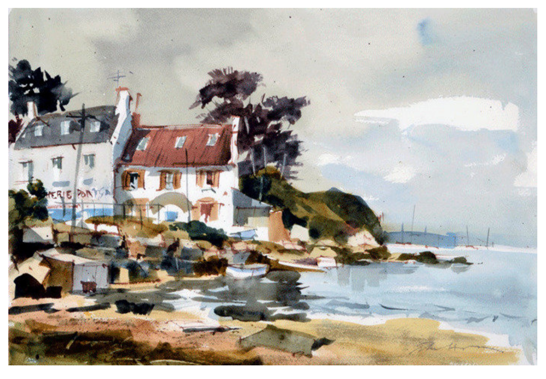 ДЖОН ХОР. Отлив, Портсолл, Бретань. Размер - 14 "х 20" (36 см х 51 см). Акварель.
https://www.jhoar.com/product-page/low-tide-portsall-brittany
