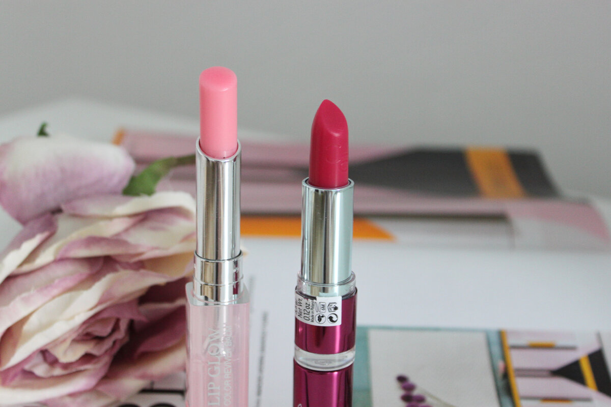 Dior Lip Glow Color Reviver Balm и Catrice Peppermint Berry Glow. 