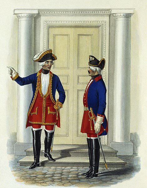 Обер-офицер и рейтар Лейб-Гвардии Конного полка, 1731-1742. Из: Анненков И. В. История Лейб-гвардии Конного полка. 1731-1848. 1849 год.