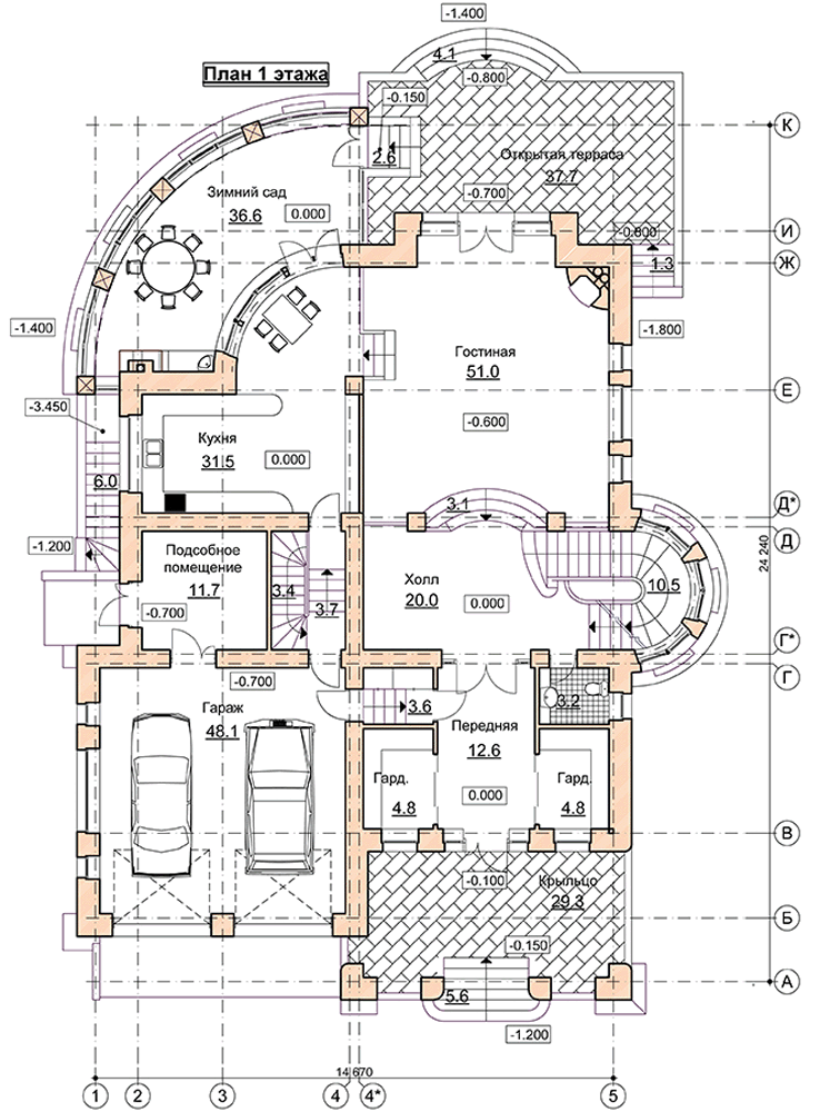 Проект дома с гаражом 100 м2