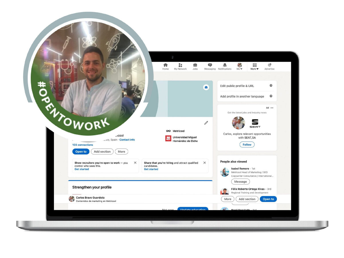 Как выглядит профиль LinkedIn со статусом Open to work