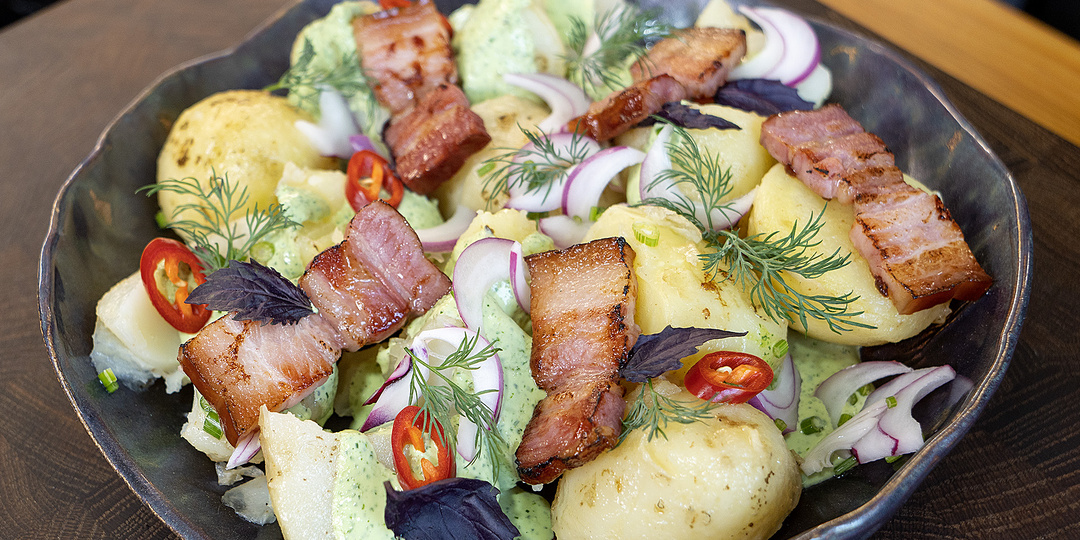 Быстрый ужин. Грудинка и картошка с очень вкусным соусом