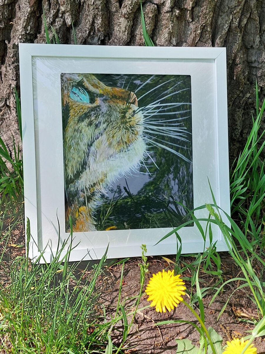 Котик Максик, бумага, акрил, размер 30х30 см