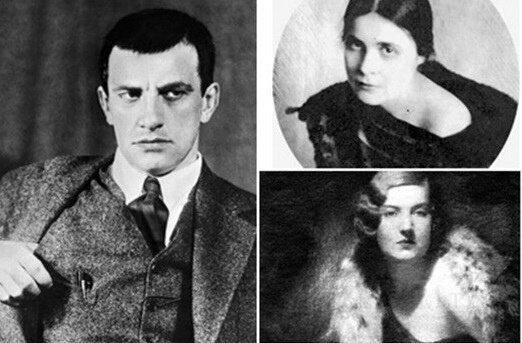 Маяковский, Брик (вверху) и Татьяна Яковлева (внизу)