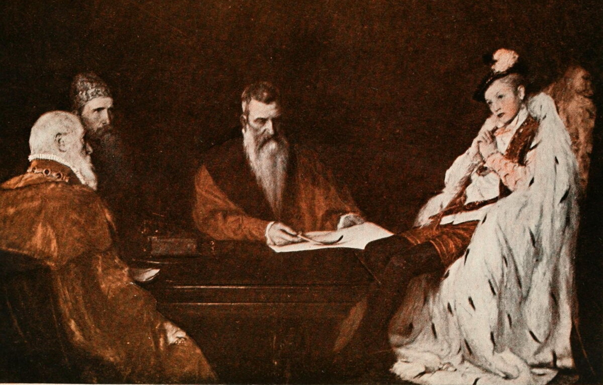 Король Эдуард VI подписывает завещание