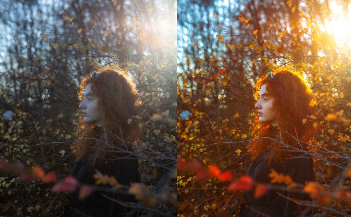 Осенняя фотосессия: три варианта цветокоррекции