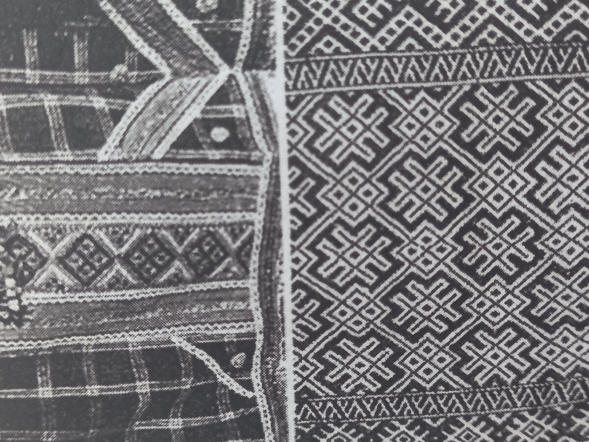 Тканый узор с архаичными элементами на свадебной понёве. Село Вщиж, Брянская область.