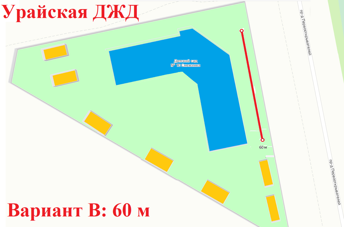 Все рисунки автора на карте Яндекс. Трасса линии ДЖД - красная