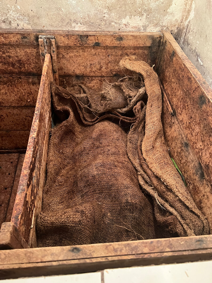 Ферментация и брожение бобов какао происходит в таких деревянных ящиках - запахи там еще те🙈