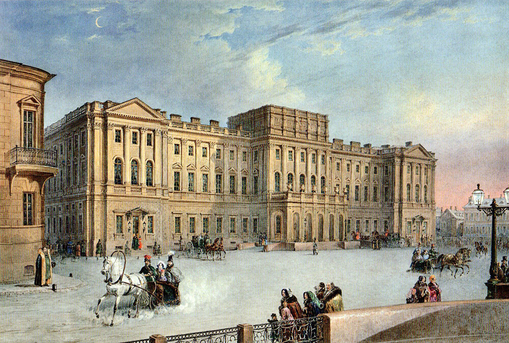 Мариинский дворец. Акварель В. С. Садовникова. ок. 1847 г.